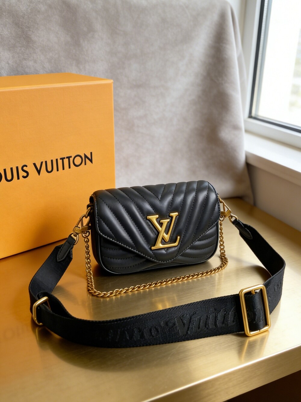 Louis Vuitton Multi Pochette Black Quilted Leather